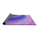 Thickness of Patterned Blue Violet Purple Rug, pat3808pur