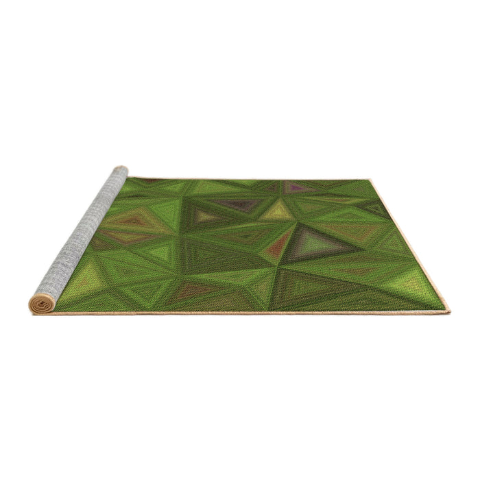 Sideview of Machine Washable Transitional Army Green Rug, wshpat3809brn
