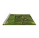 Sideview of Machine Washable Transitional Army Green Rug, wshpat3809brn