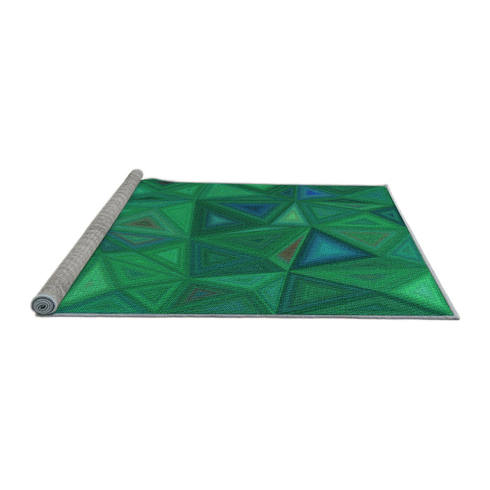 Sideview of Machine Washable Transitional Spring Green Rug, wshpat3809lblu