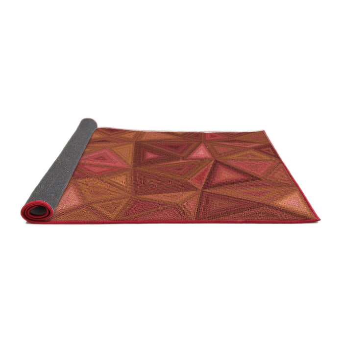 Thickness of Patterned Orange Red Orange Rug, pat3809rd
