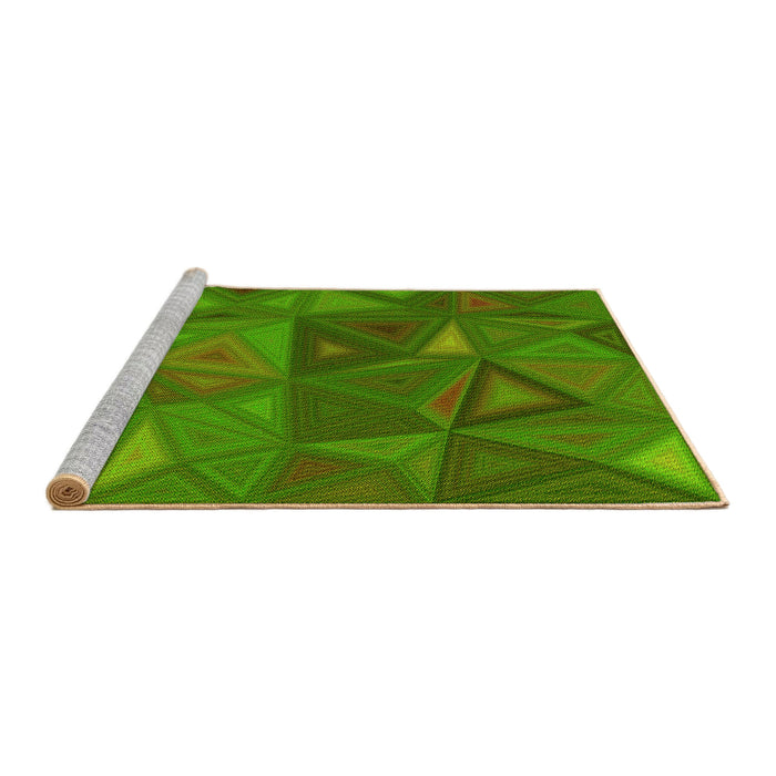Sideview of Machine Washable Transitional Apple Green Rug, wshpat3809yw