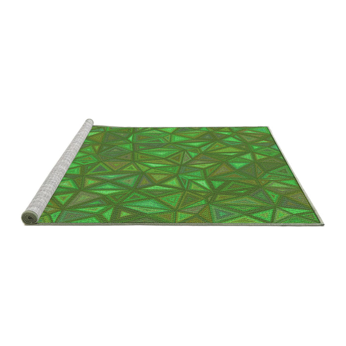 Sideview of Machine Washable Transitional Seaweed Green Rug, wshpat3810grn