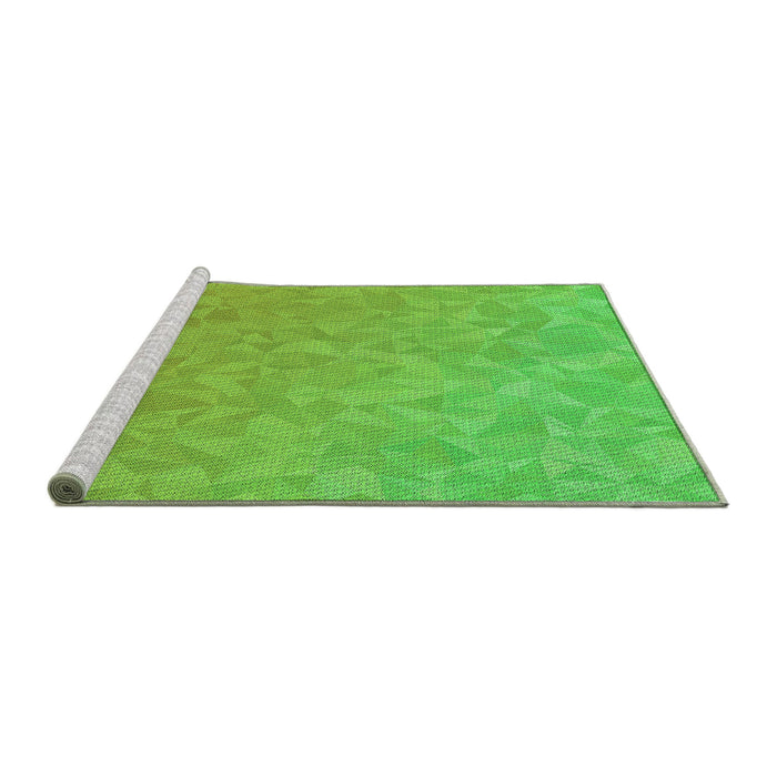 Sideview of Machine Washable Transitional Emerald Green Rug, wshpat3813grn