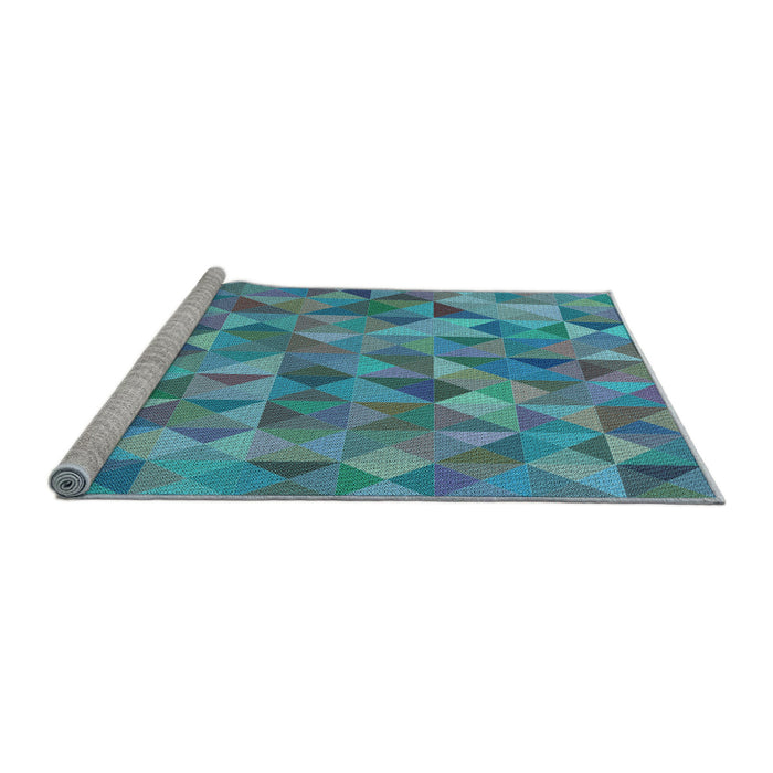 Sideview of Machine Washable Transitional Azure Blue Rug, wshpat3816lblu