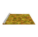 Sideview of Machine Washable Transitional Yellow Rug, wshpat3816yw