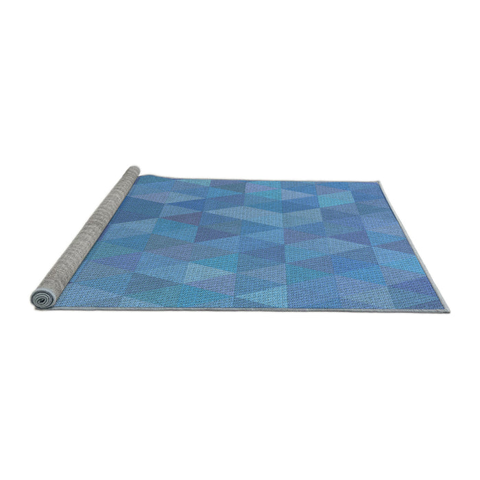 Sideview of Machine Washable Transitional Blue Rug, wshpat3818lblu