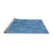 Sideview of Machine Washable Transitional Blue Rug, wshpat3818lblu