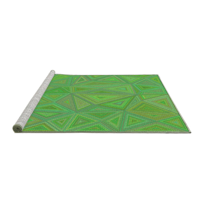 Sideview of Machine Washable Transitional Dark Lime Green Rug, wshpat3819grn