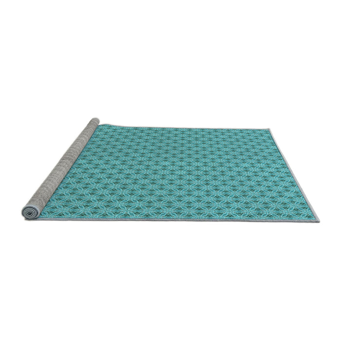 Sideview of Machine Washable Transitional Bright Turquoise Blue Rug, wshpat382lblu