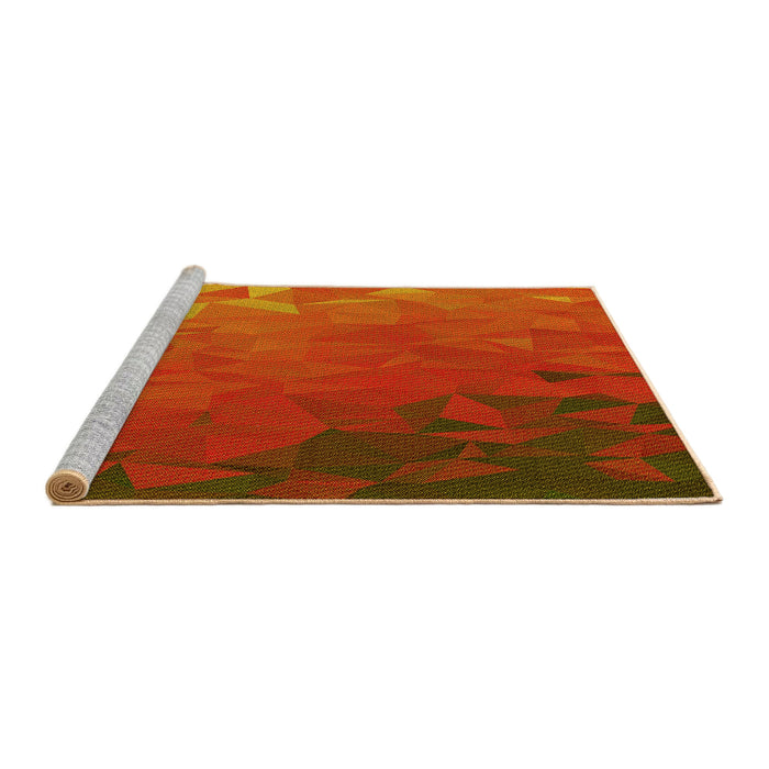 Sideview of Machine Washable Transitional Orange Red Orange Rug, wshpat3822yw