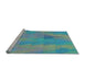 Sideview of Machine Washable Transitional Deep-Sea Green Rug, wshpat3824lblu