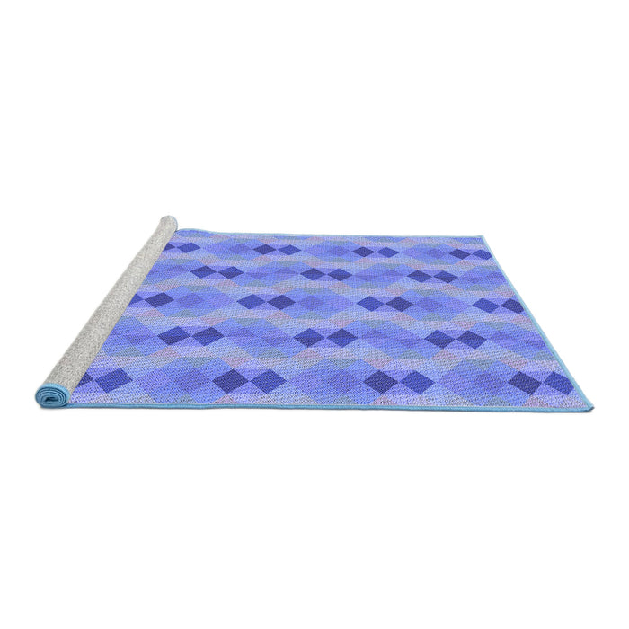 Sideview of Machine Washable Transitional Denim Blue Rug, wshpat3825blu