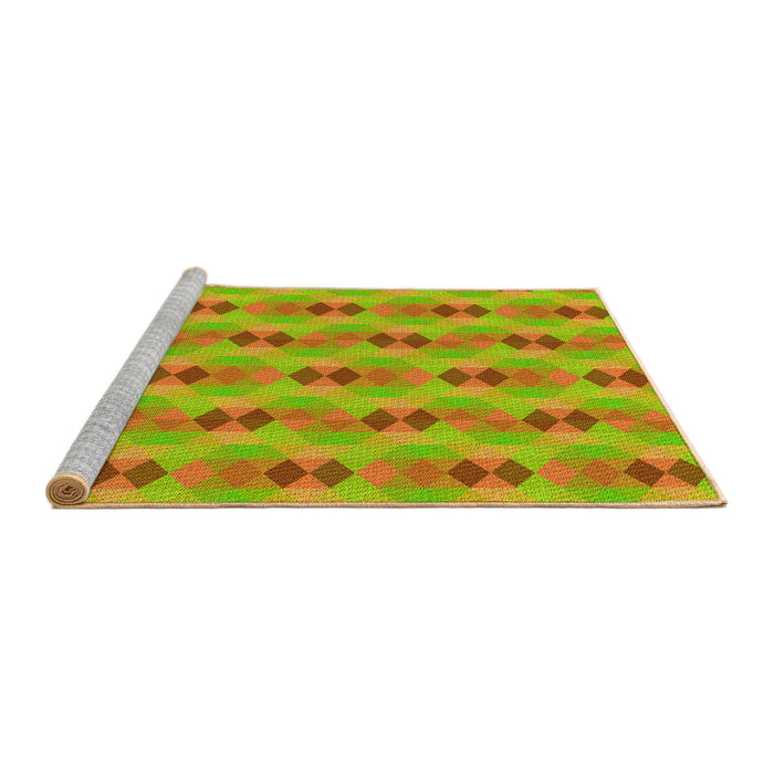 Sideview of Machine Washable Transitional Green Rug, wshpat3825yw