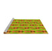 Sideview of Machine Washable Transitional Green Rug, wshpat3825yw