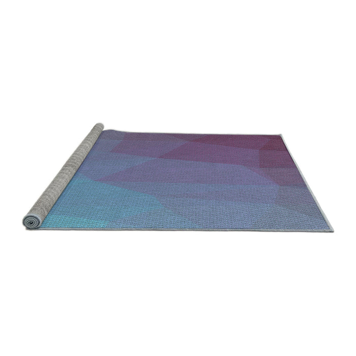 Sideview of Machine Washable Transitional Crystal Blue Rug, wshpat3827lblu