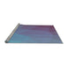 Sideview of Machine Washable Transitional Crystal Blue Rug, wshpat3827lblu