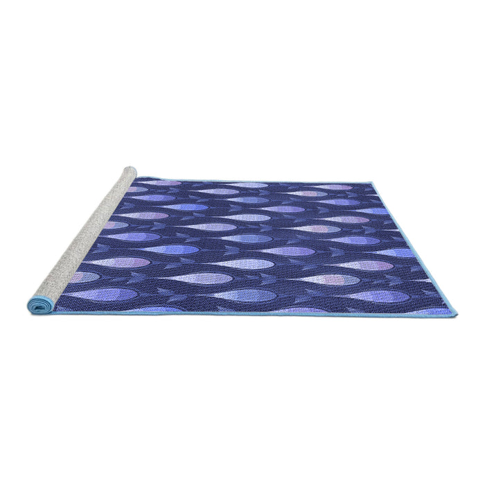 Sideview of Machine Washable Transitional Light Slate Blue Rug, wshpat3828blu