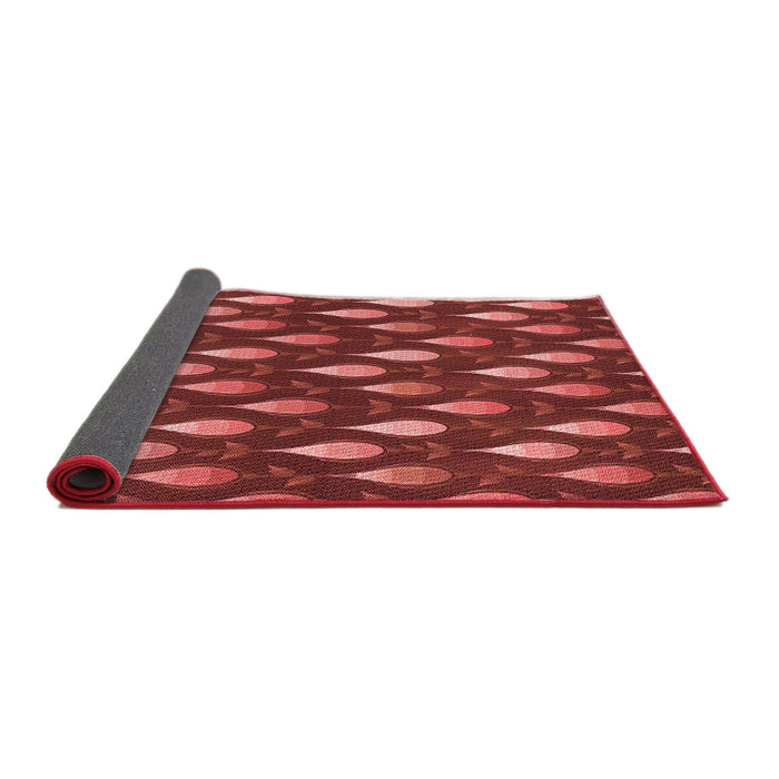 Thickness of Patterned Cranberry Red Rug, pat3828rd