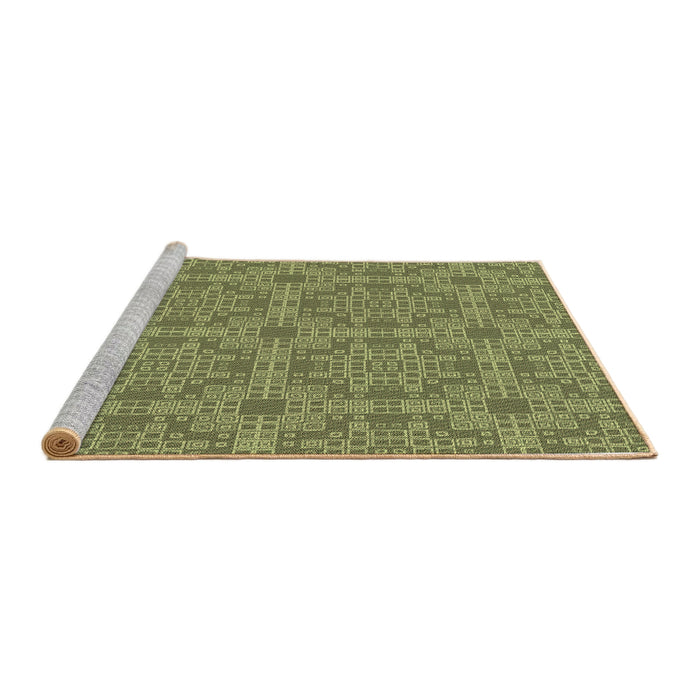 Sideview of Machine Washable Transitional Green Rug, wshpat3829brn