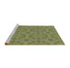 Sideview of Machine Washable Transitional Green Rug, wshpat3829brn