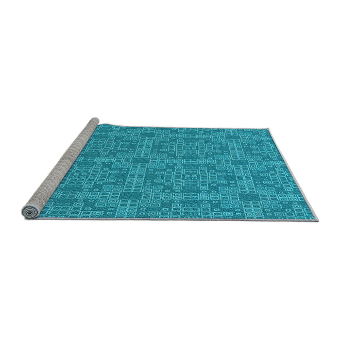 Sideview of Machine Washable Transitional Dark Turquoise Green Rug, wshpat3829lblu