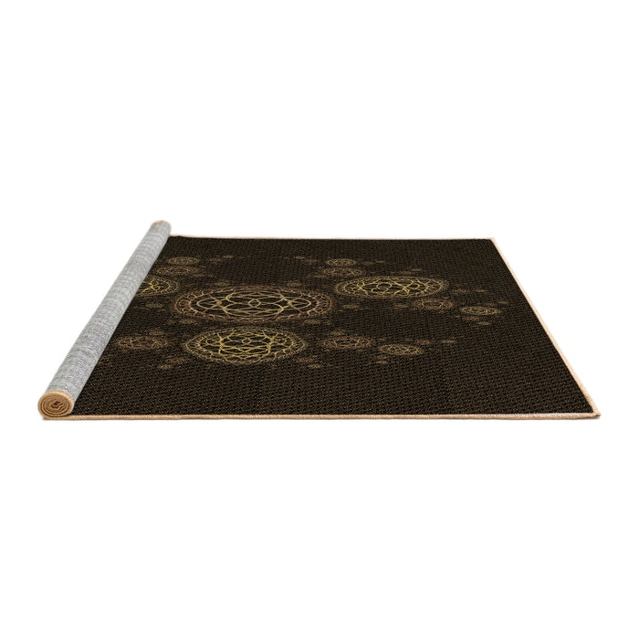 Sideview of Machine Washable Transitional Black Rug, wshpat383brn