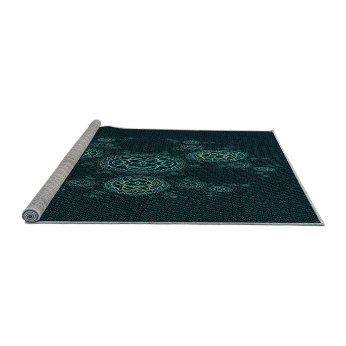 Sideview of Machine Washable Transitional Black Rug, wshpat383lblu