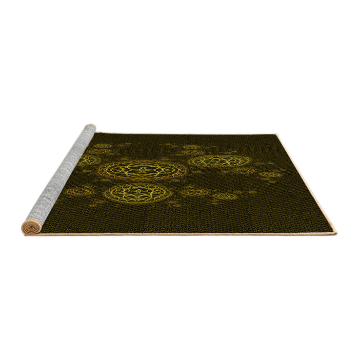 Sideview of Machine Washable Transitional Black Rug, wshpat383yw