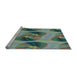 Sideview of Machine Washable Transitional Grey Gray Rug, wshpat3830lblu