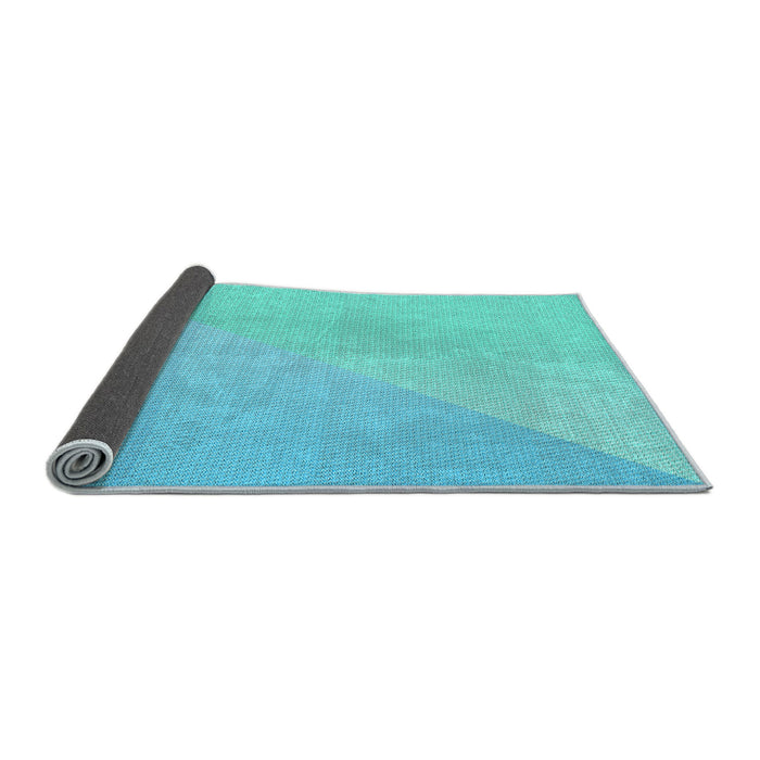 Thickness of Patterned Bright Turquoise Blue Rug, pat3831lblu