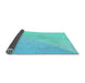 Thickness of Patterned Bright Turquoise Blue Rug, pat3831lblu