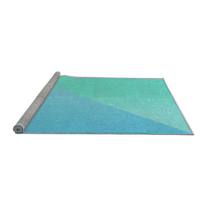 Sideview of Machine Washable Transitional Bright Turquoise Blue Rug, wshpat3831lblu
