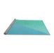 Sideview of Machine Washable Transitional Bright Turquoise Blue Rug, wshpat3831lblu