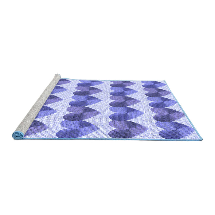 Sideview of Machine Washable Transitional Blue Rug, wshpat3832blu