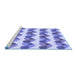 Sideview of Machine Washable Transitional Blue Rug, wshpat3832blu