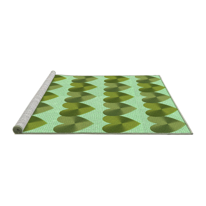 Sideview of Machine Washable Transitional Pastel Green Rug, wshpat3832grn