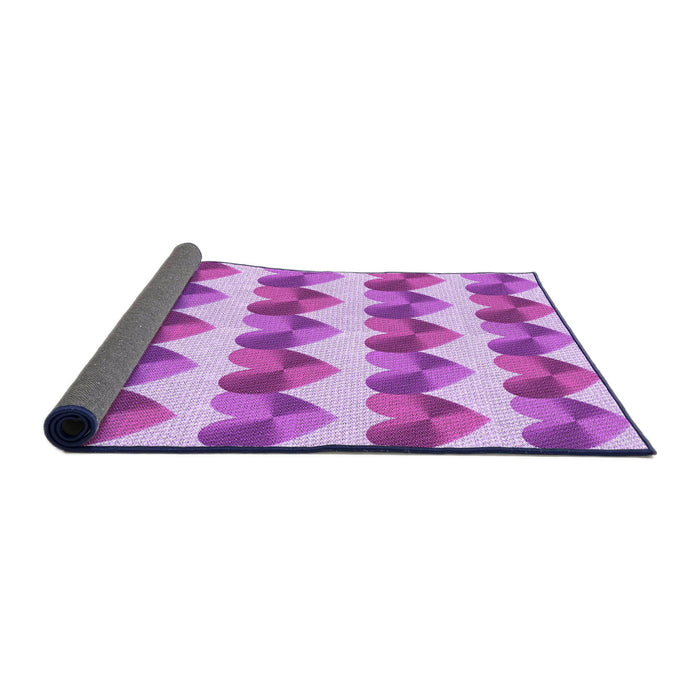 Thickness of Patterned Pastel Purple Pink Rug, pat3832pur