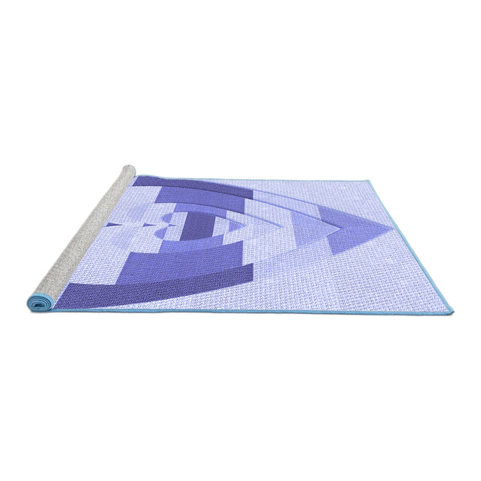 Sideview of Machine Washable Transitional Blue Rug, wshpat3833blu