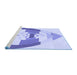 Sideview of Machine Washable Transitional Blue Rug, wshpat3833blu