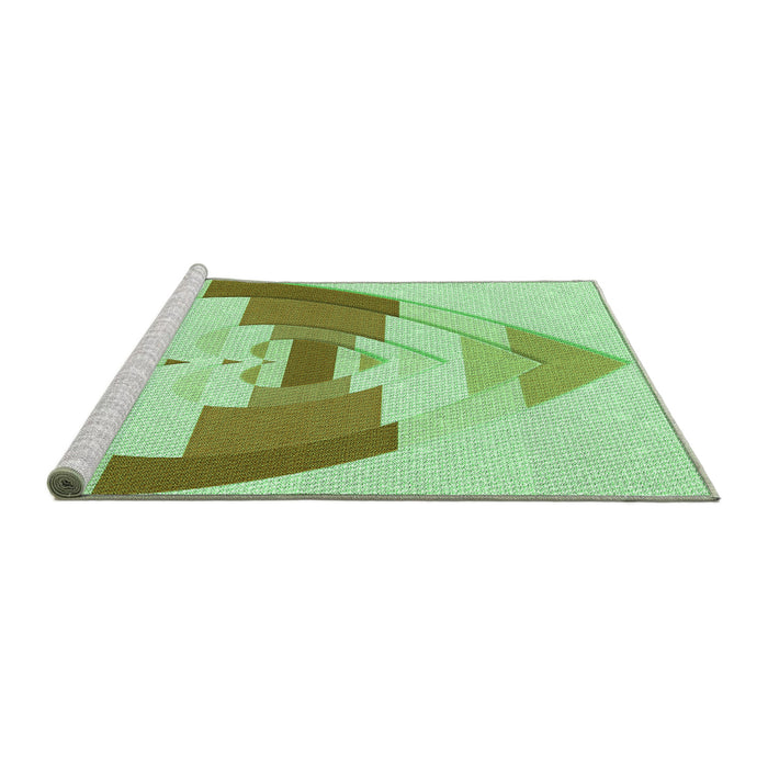 Sideview of Machine Washable Transitional Green Rug, wshpat3833grn