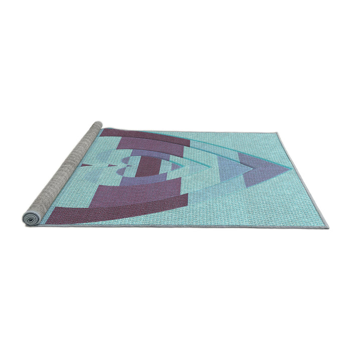 Sideview of Machine Washable Transitional Light Purple Blue Rug, wshpat3833lblu
