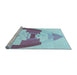 Sideview of Machine Washable Transitional Light Purple Blue Rug, wshpat3833lblu