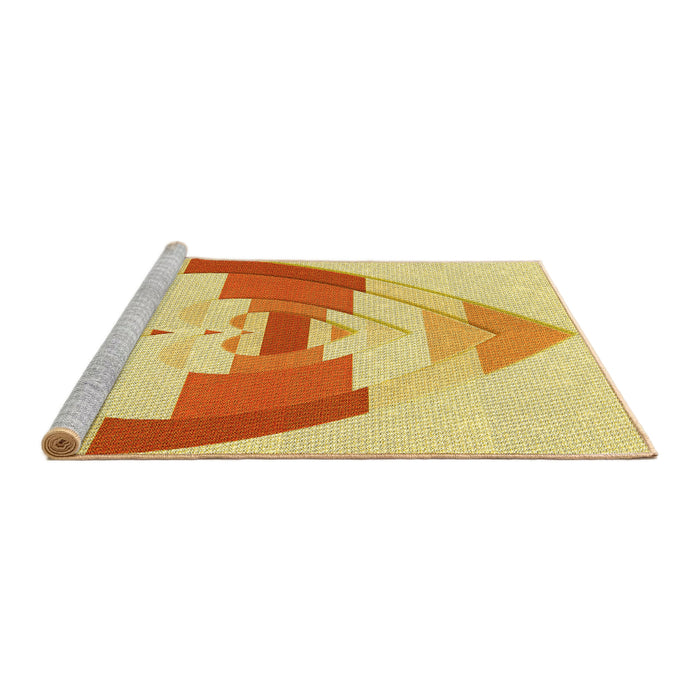 Sideview of Machine Washable Transitional Neon Orange Rug, wshpat3833yw