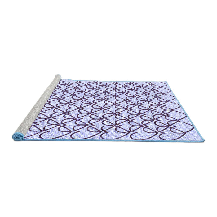 Sideview of Machine Washable Transitional Lavender Blue Rug, wshpat3834blu