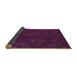 Thickness of Patterned Dark Raspberry Purple Rug, pat3836brn