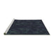 Sideview of Machine Washable Transitional Night Blue Rug, wshpat3836grn