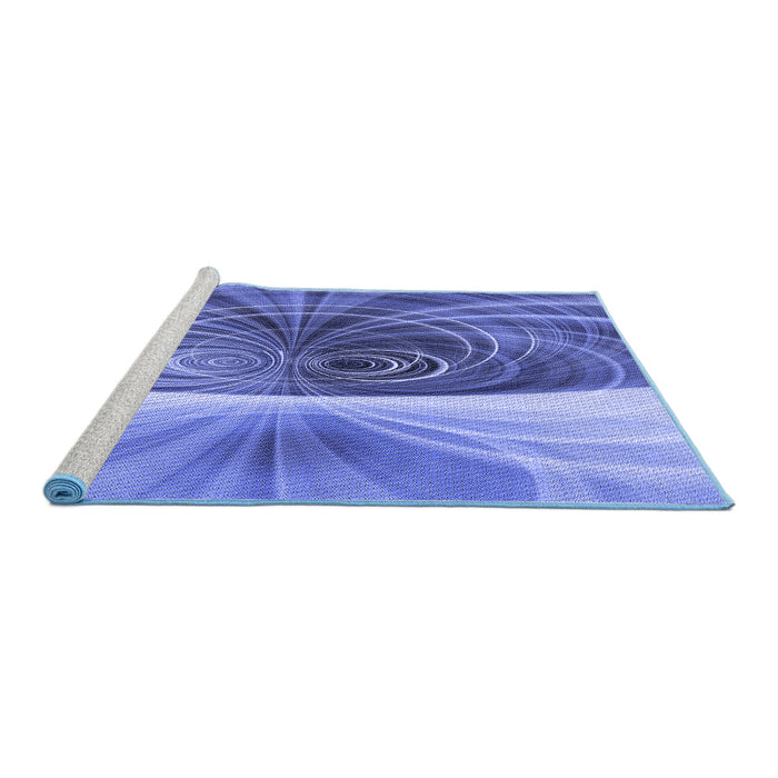 Sideview of Machine Washable Transitional Sky Blue Rug, wshpat384blu