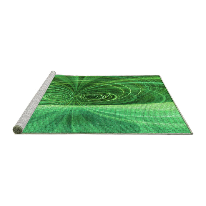 Sideview of Machine Washable Transitional Green Rug, wshpat384grn