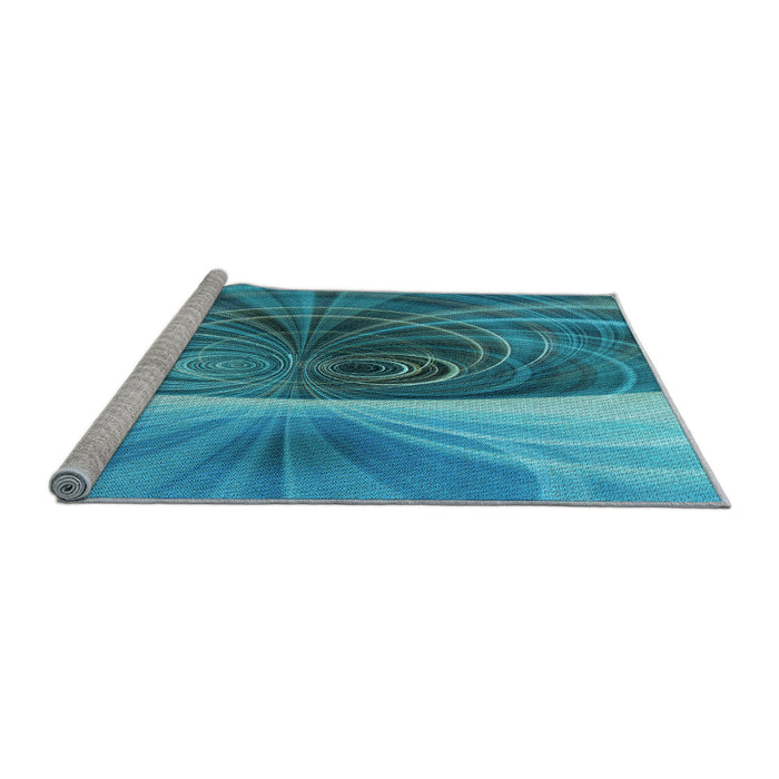 Sideview of Machine Washable Transitional Dark Cyan Green Rug, wshpat384lblu